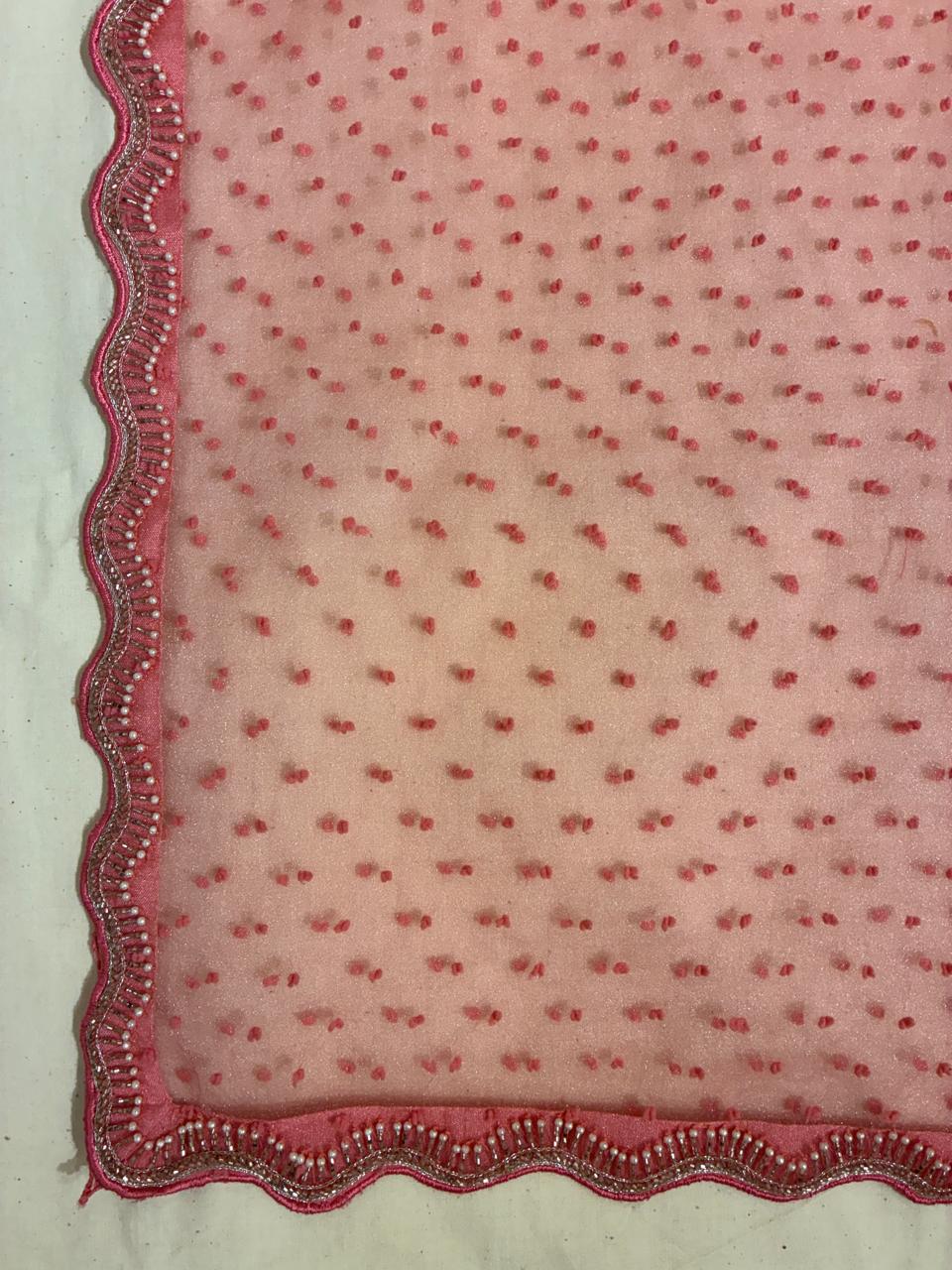 Pink organza saree set for wedding and festive wear