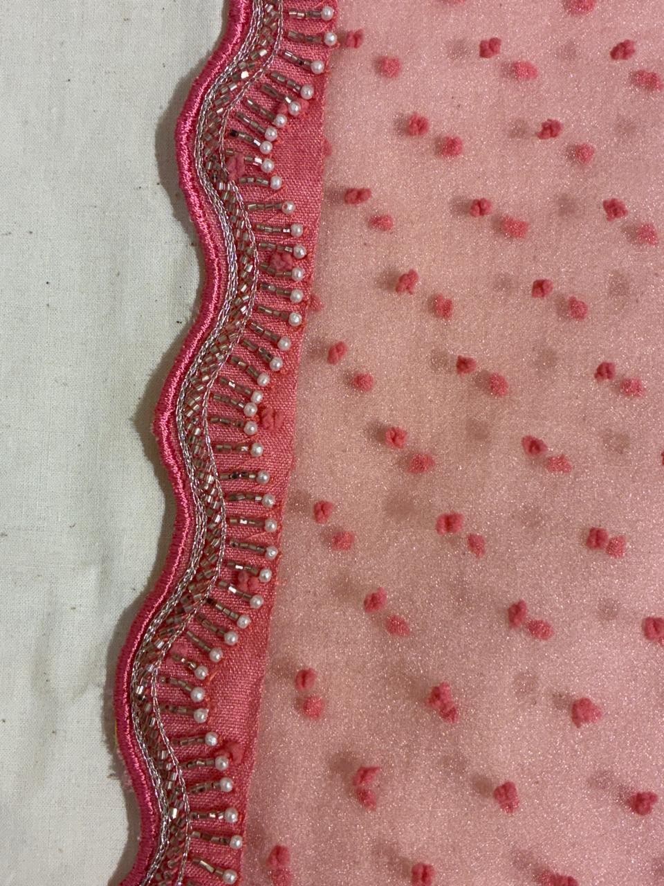 Pink organza saree set for wedding and festive wear