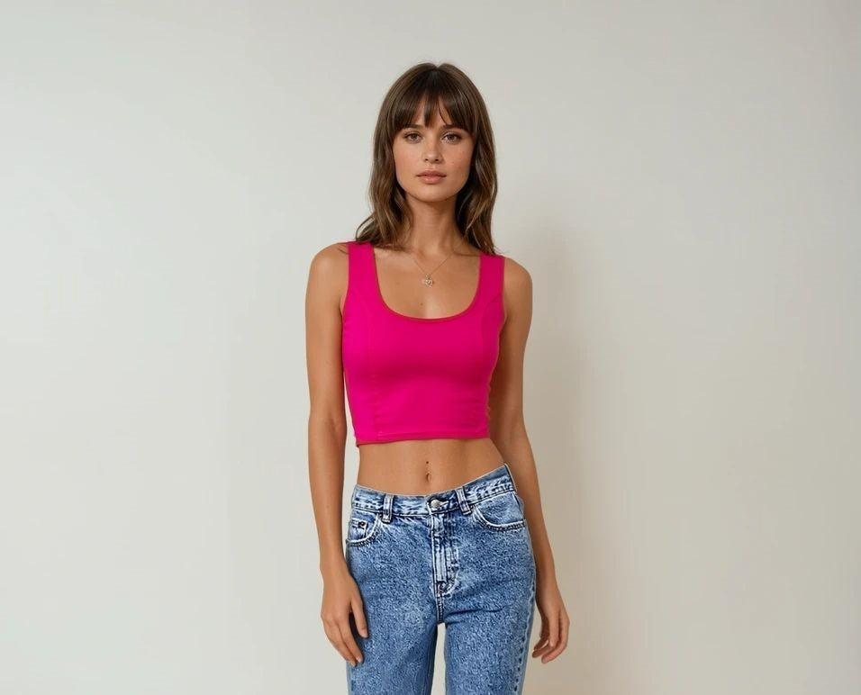 Blush Pink Sleeveless Lycra Blouse