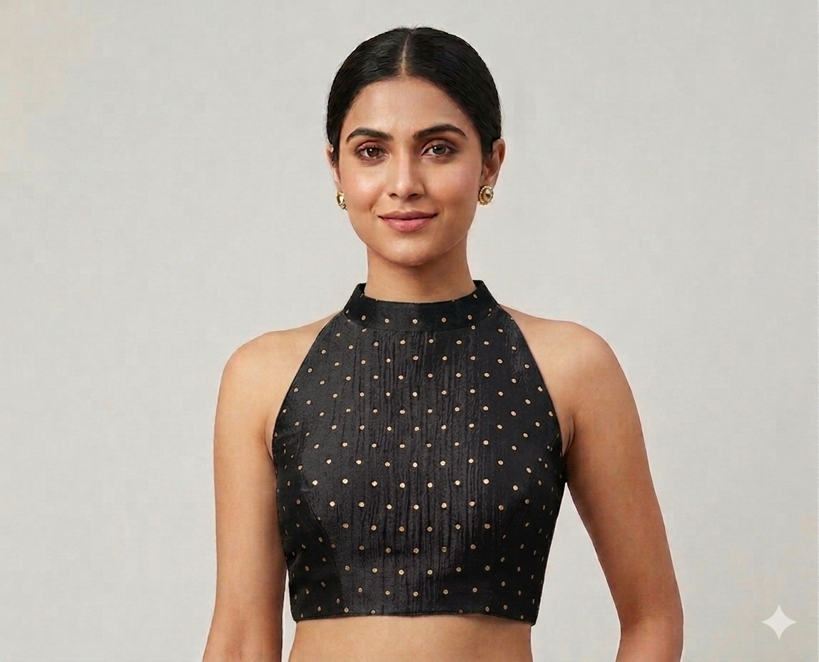 Wine pink Banarsi Halter Neck blouse