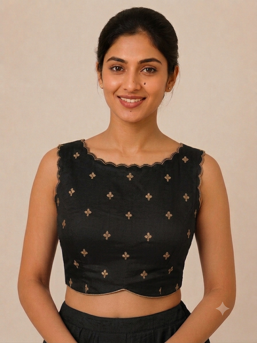 Banglore Silk Blouse with scalloping for festive and wedding wear