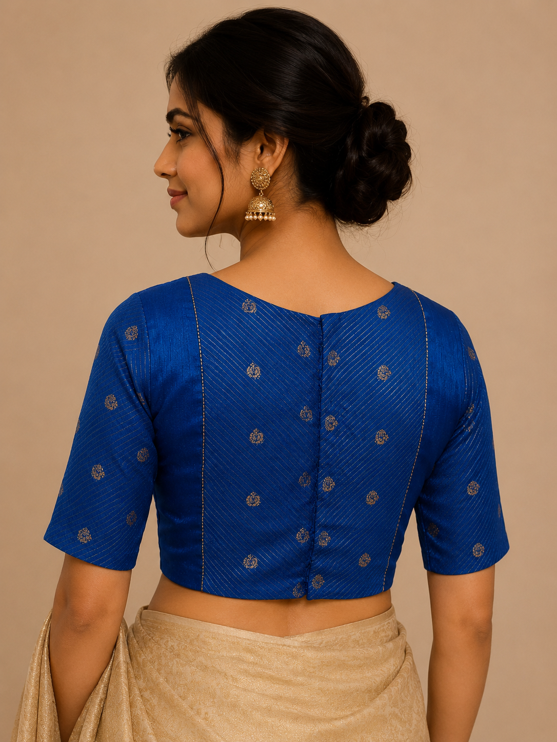 Blue Zari lines Brocade blouse for wedding and festive wear