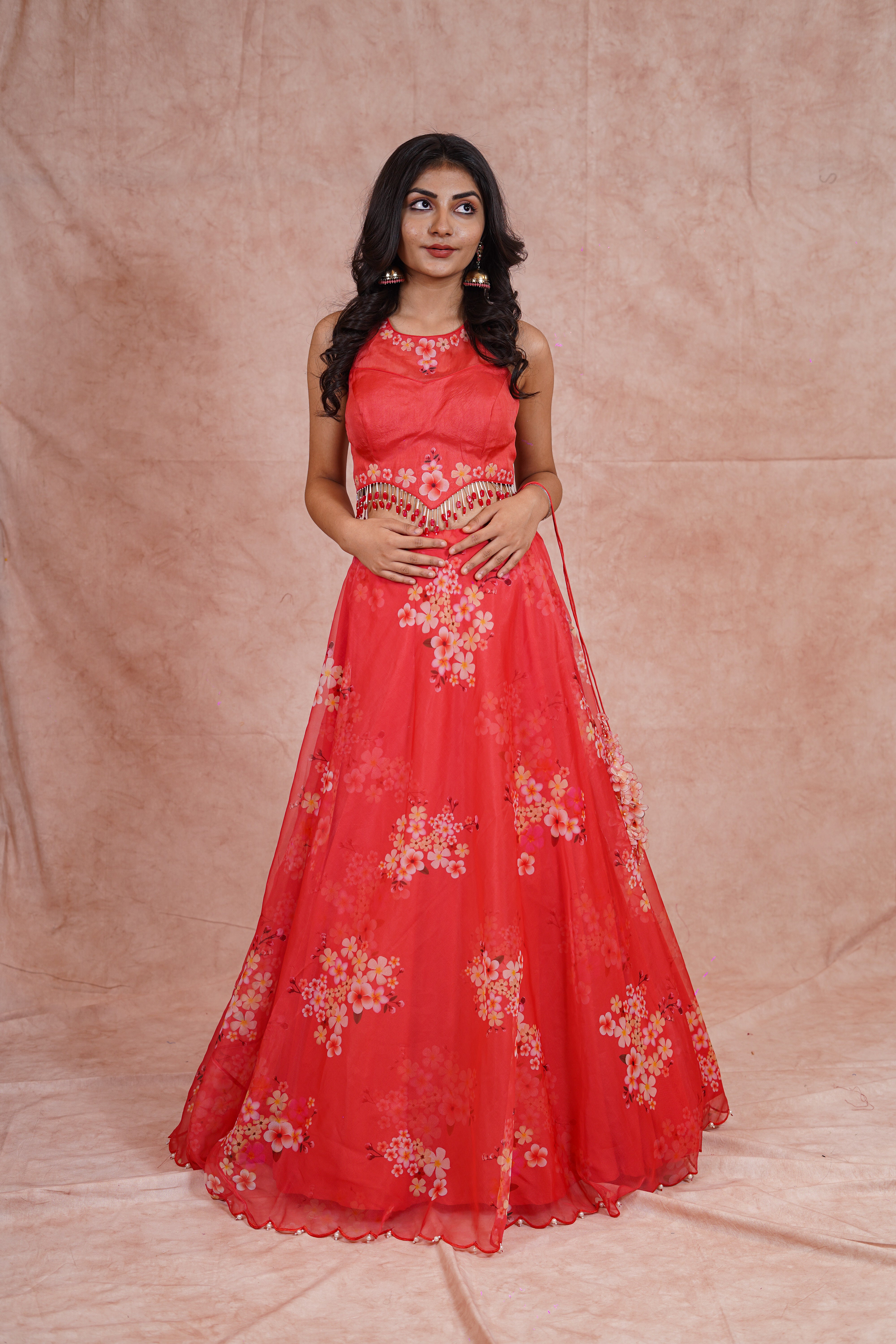 Orange Organza Lehenga set