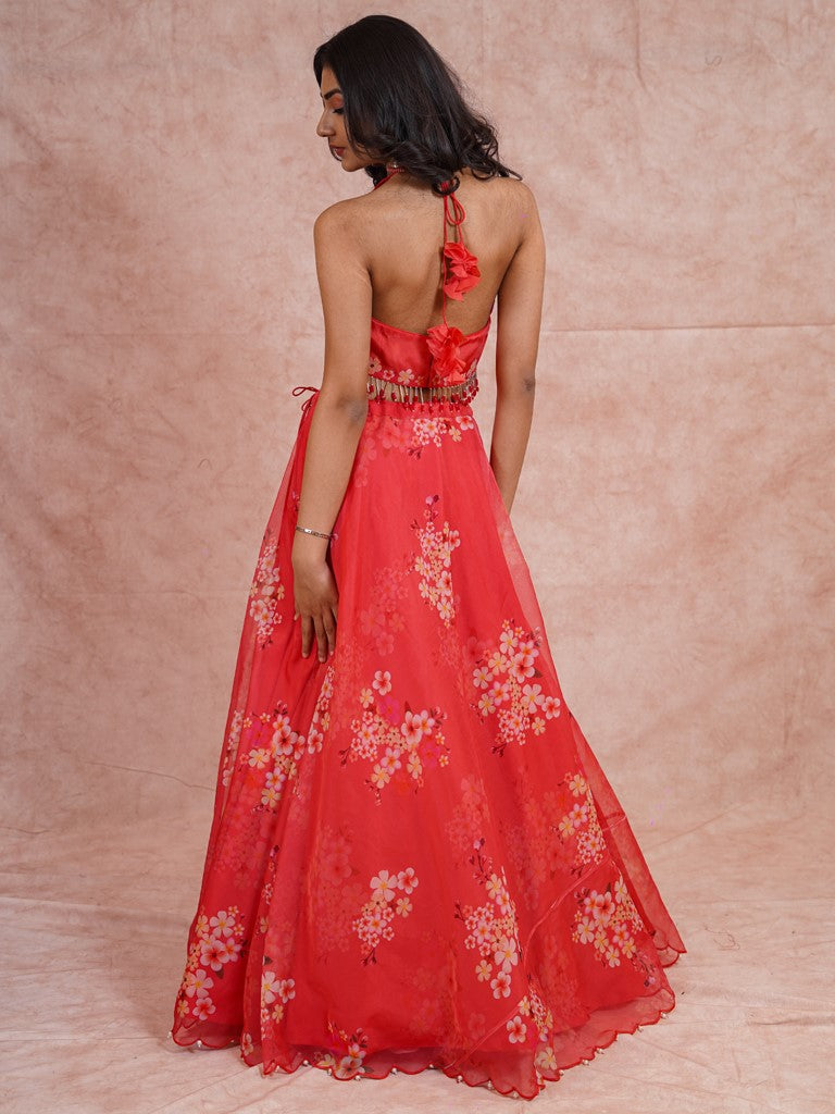 Orange Organza Lehenga set