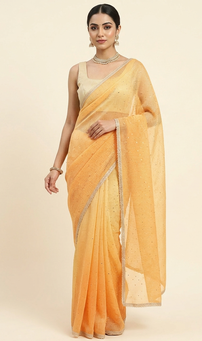 Shaded Kota saree with Tissue Blouse
