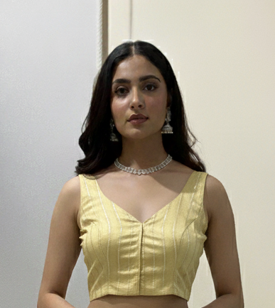 Gold Tissue Brocade Blouse for wedding and festive wear