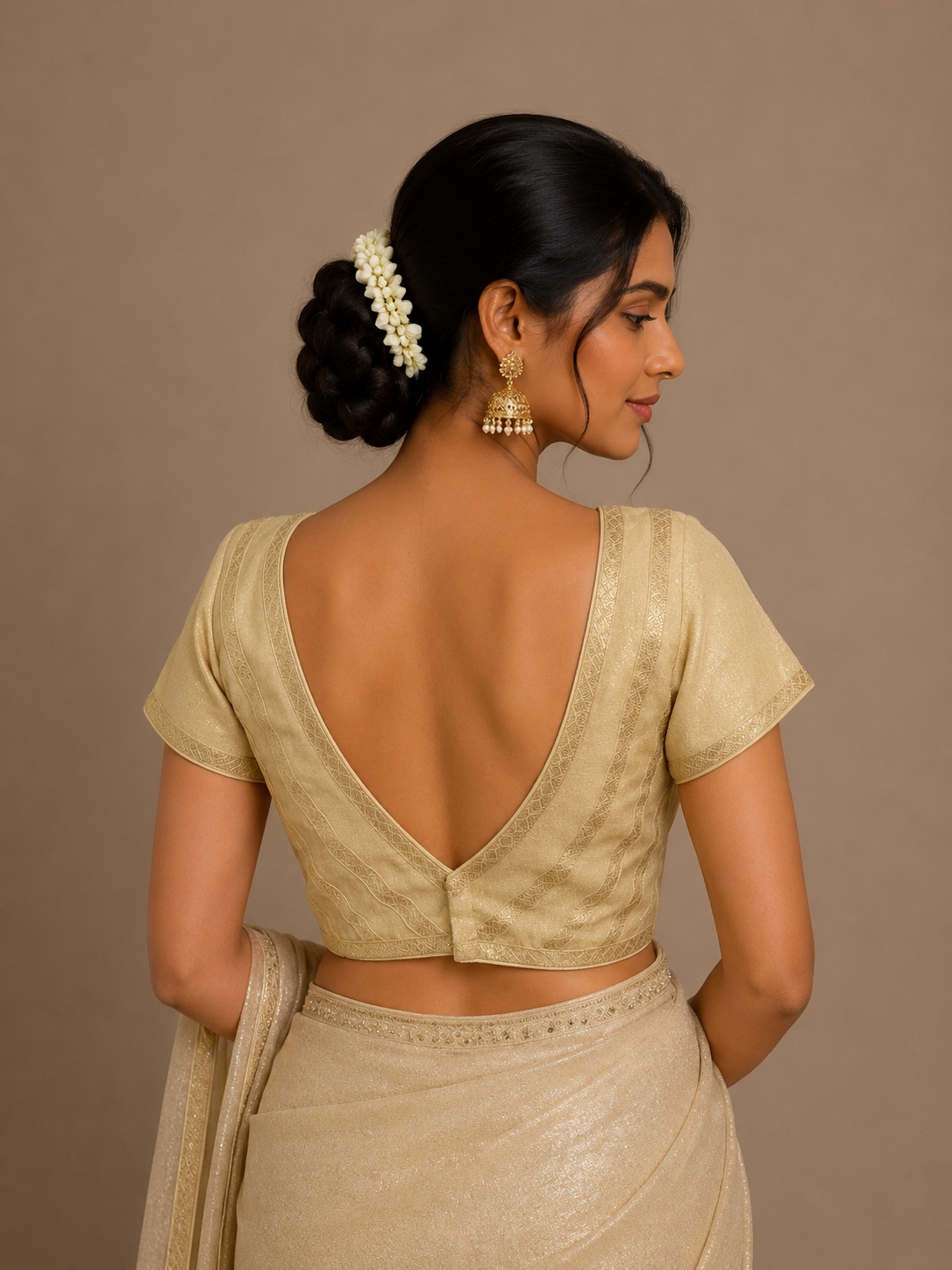 Gold Tissue Blouse for festive and wedding wear