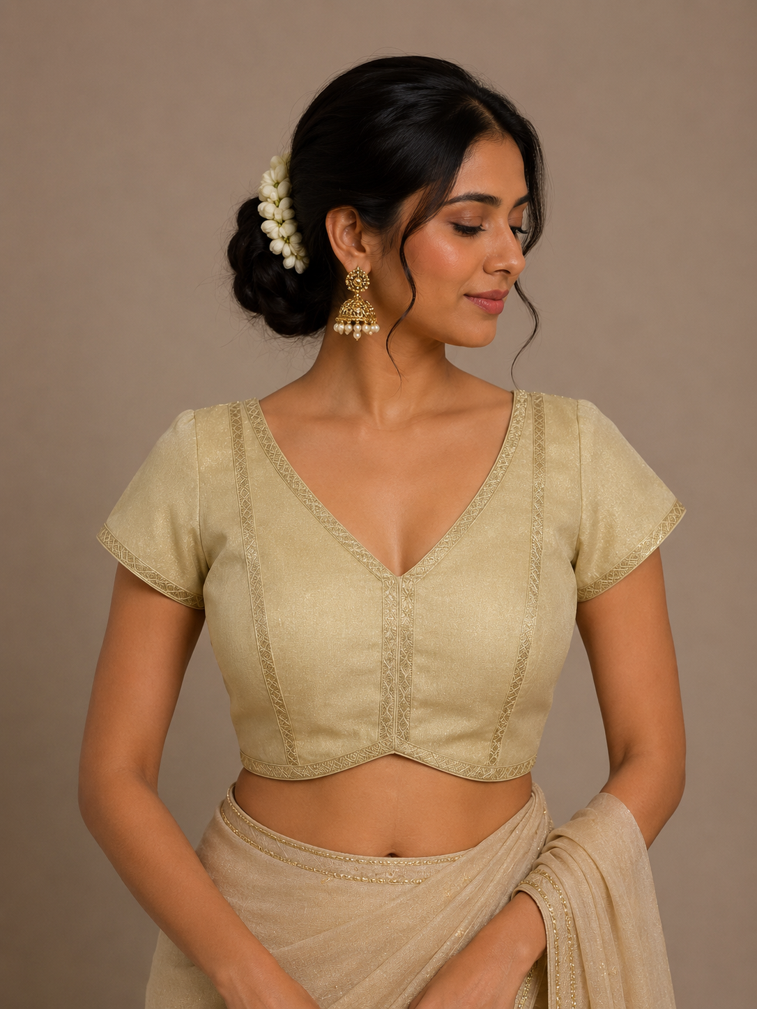 Gold Tissue Blouse for festive and wedding wear