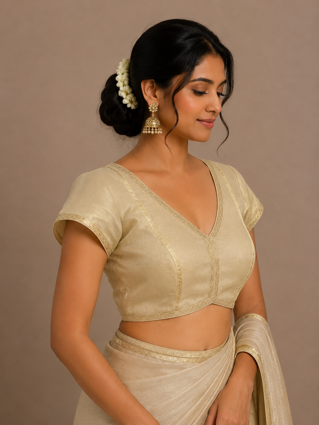 Gold Tissue Blouse for festive and wedding wear