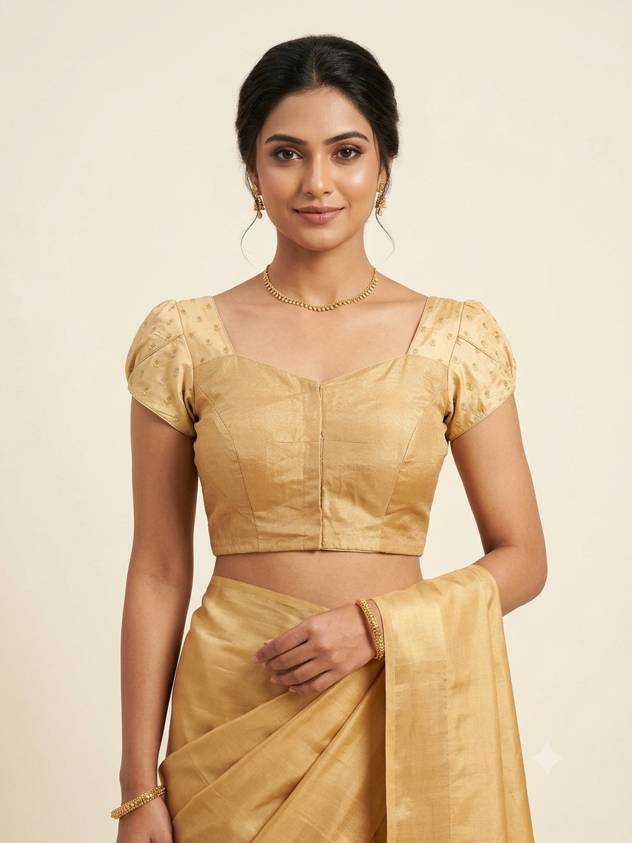 Gold Brocade & Tissue Blouse with Appliqué and Cut Dhana Embellished Blouse for festive and wedding wear (Copy) (Copy)