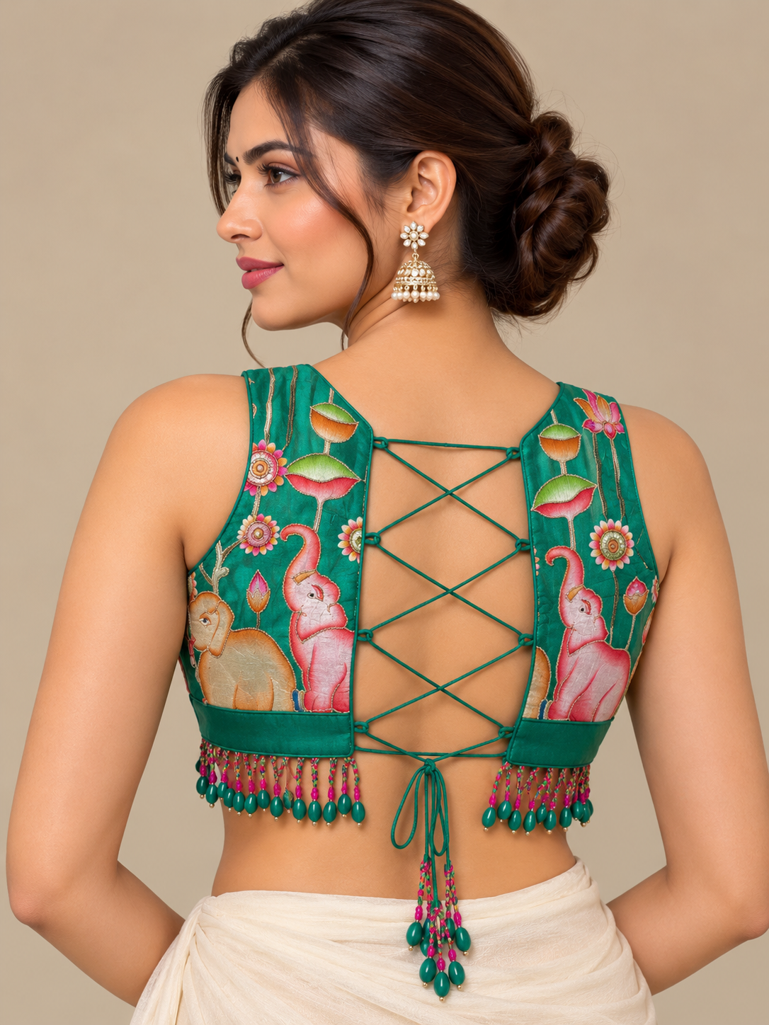 The Gaja Kamal Emerald Green Blouse