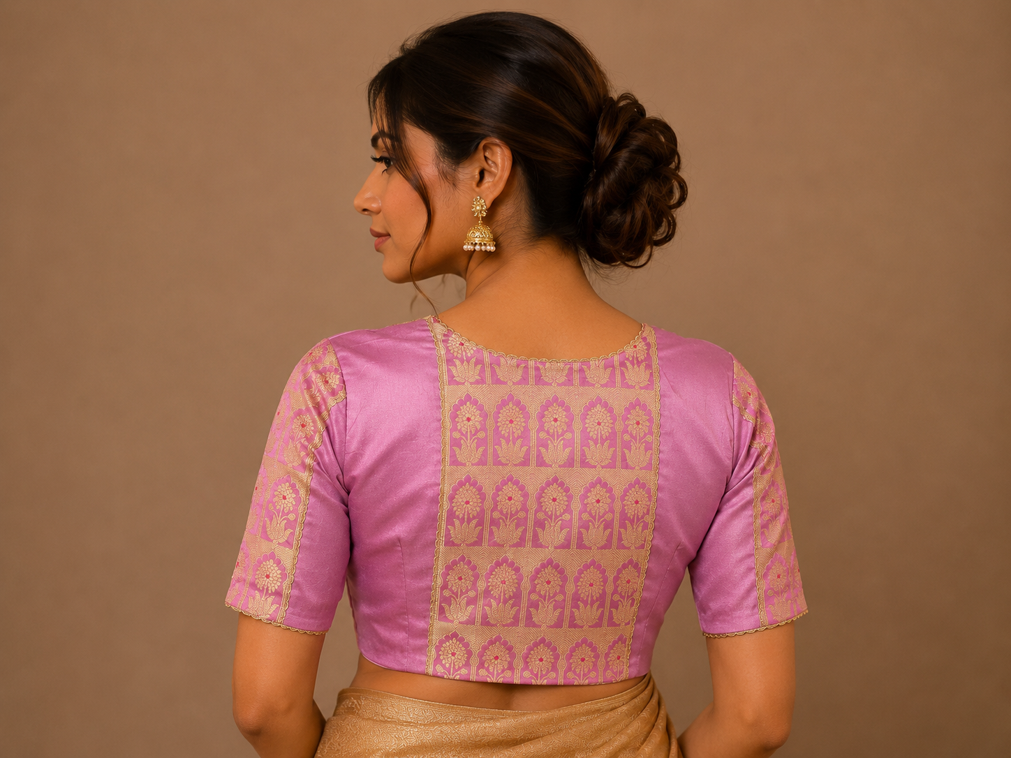 Lilac Dupion Silk Jacket-Style Blouse For Festive and wedding wear