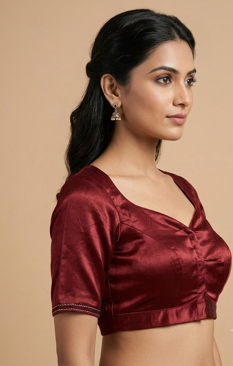 Maroon Mashru silk blouse with Kanchi Borders