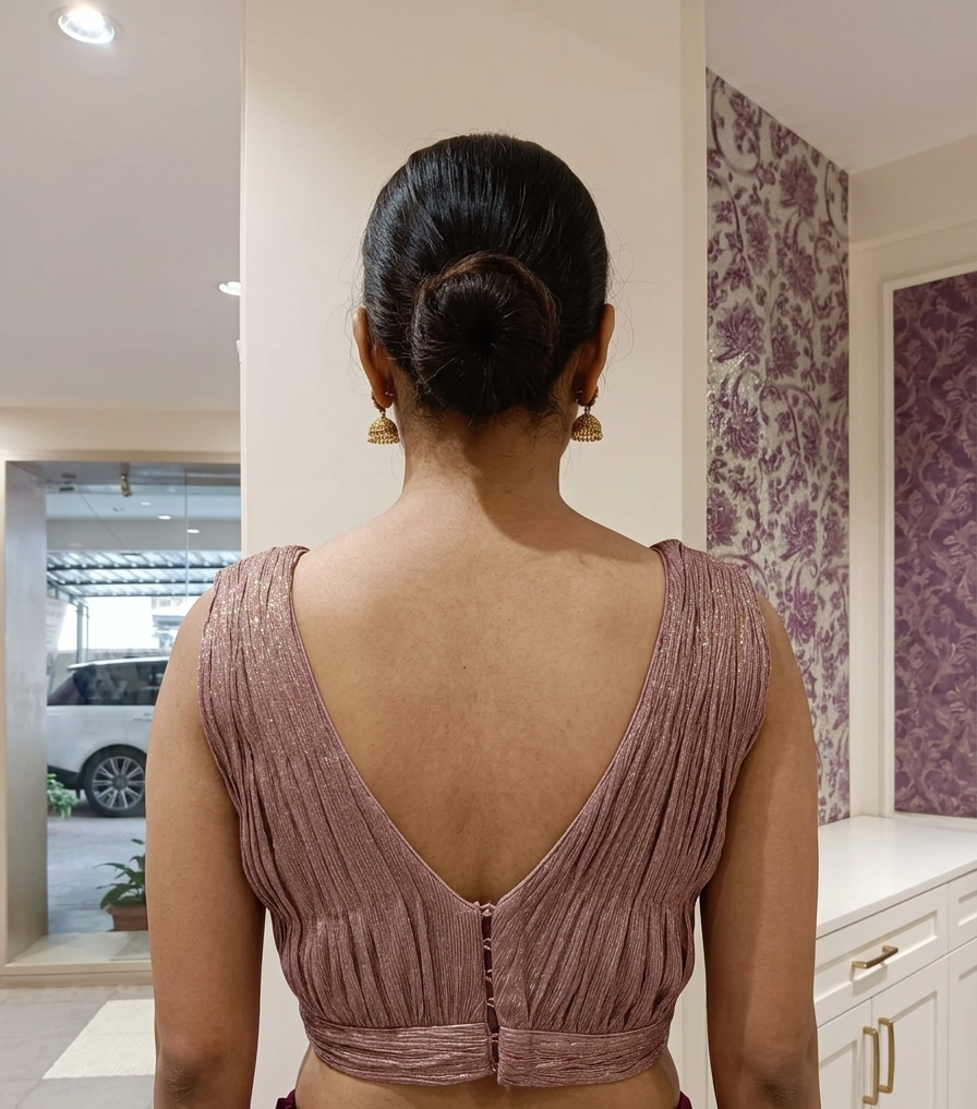 Mauve pleated Blouse for wedding and festive wear