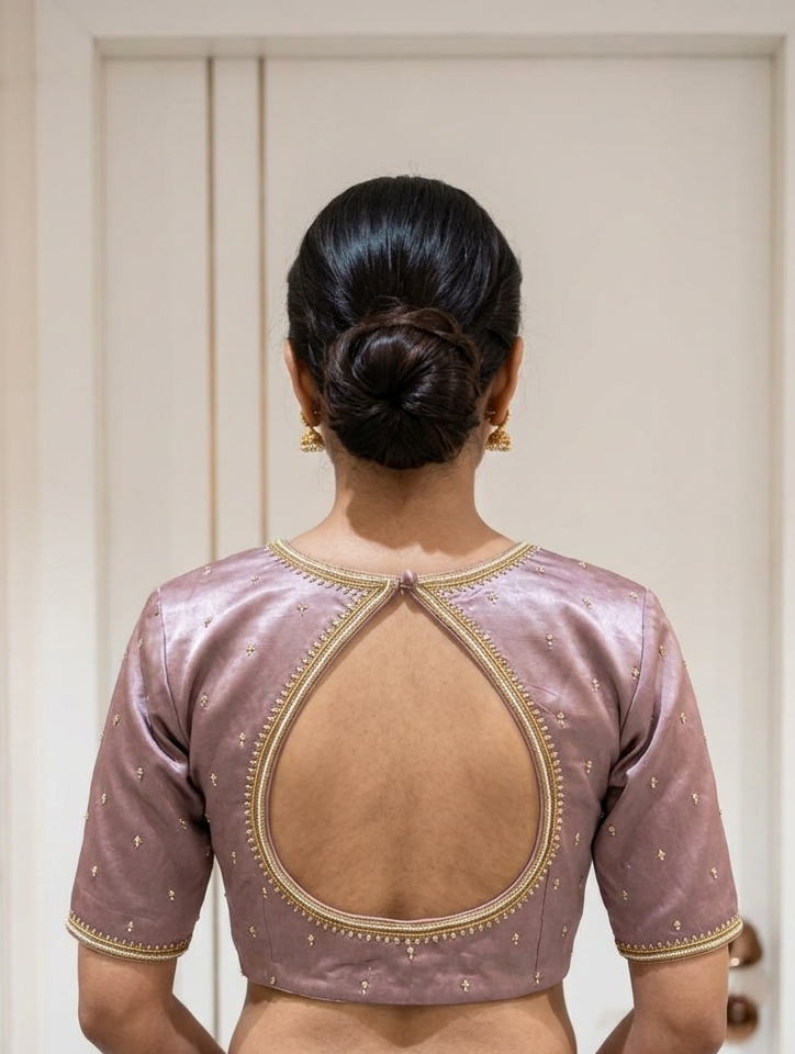 Mauve Mashru blouse with Hand Embroidery for wedding and festive wear