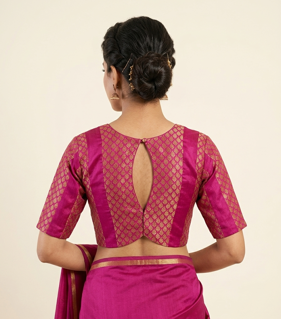 Pink Brocade Blouse for festive and wedding wear