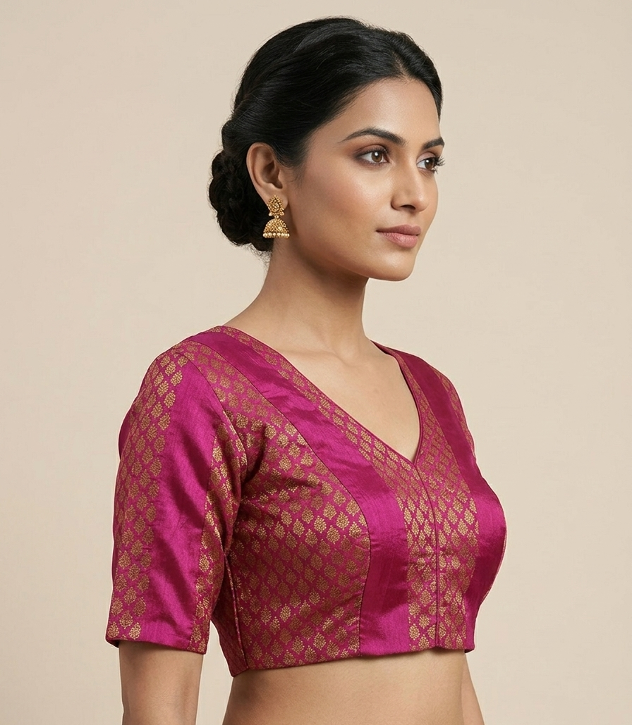Pink Brocade Blouse for festive and wedding wear