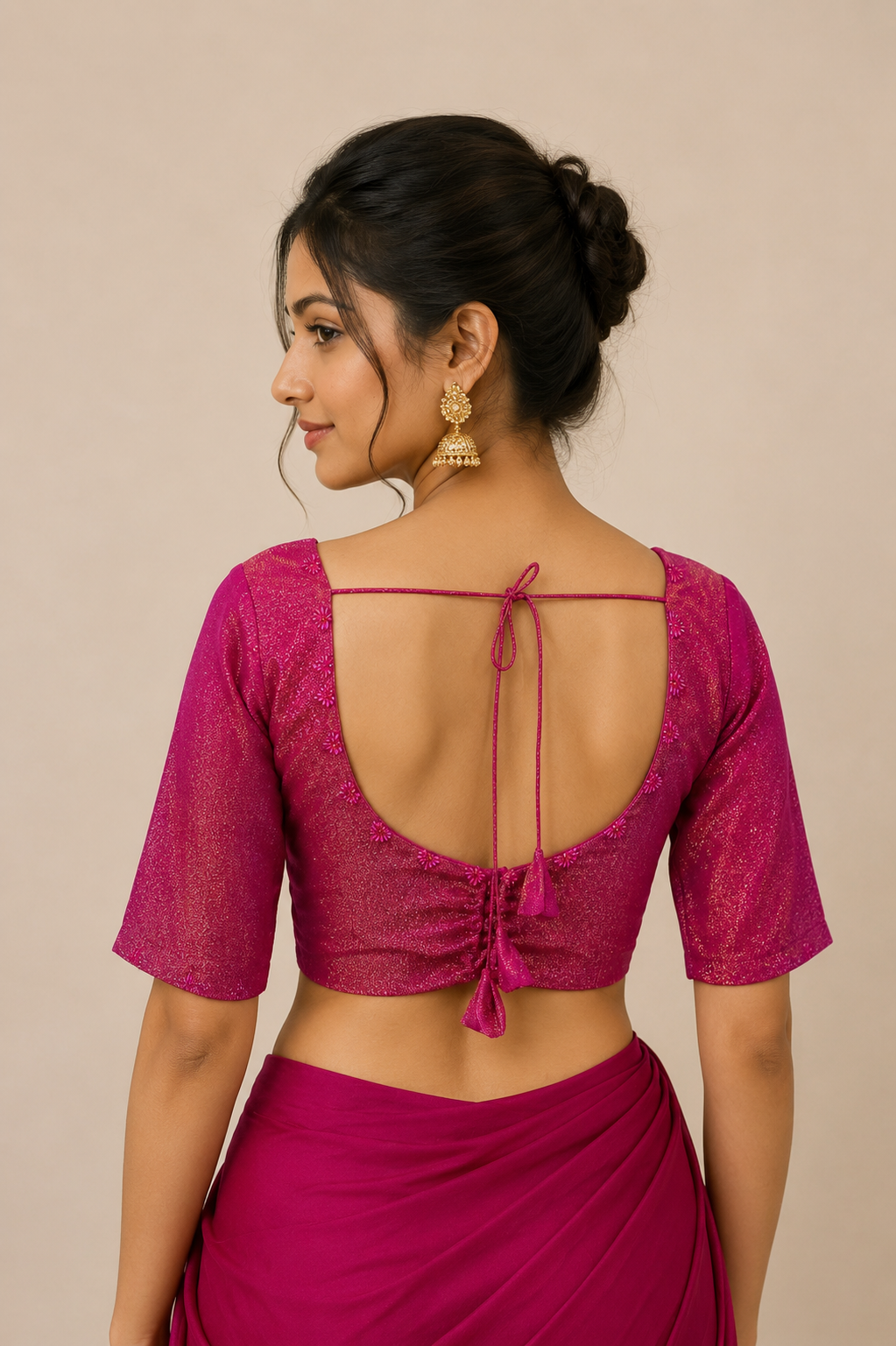 Tissue blouse with bead work