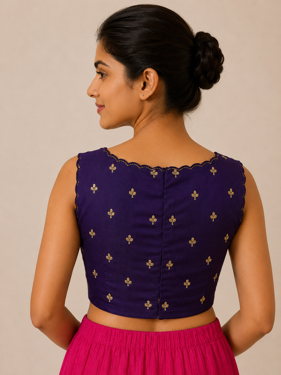 Banglore Silk Blouse with scalloping for festive and wedding wear
