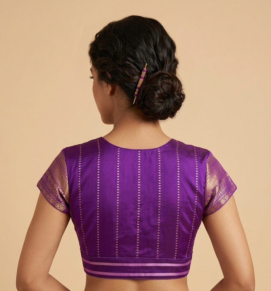 Purple silk blouse with Silk Kanchi Border
