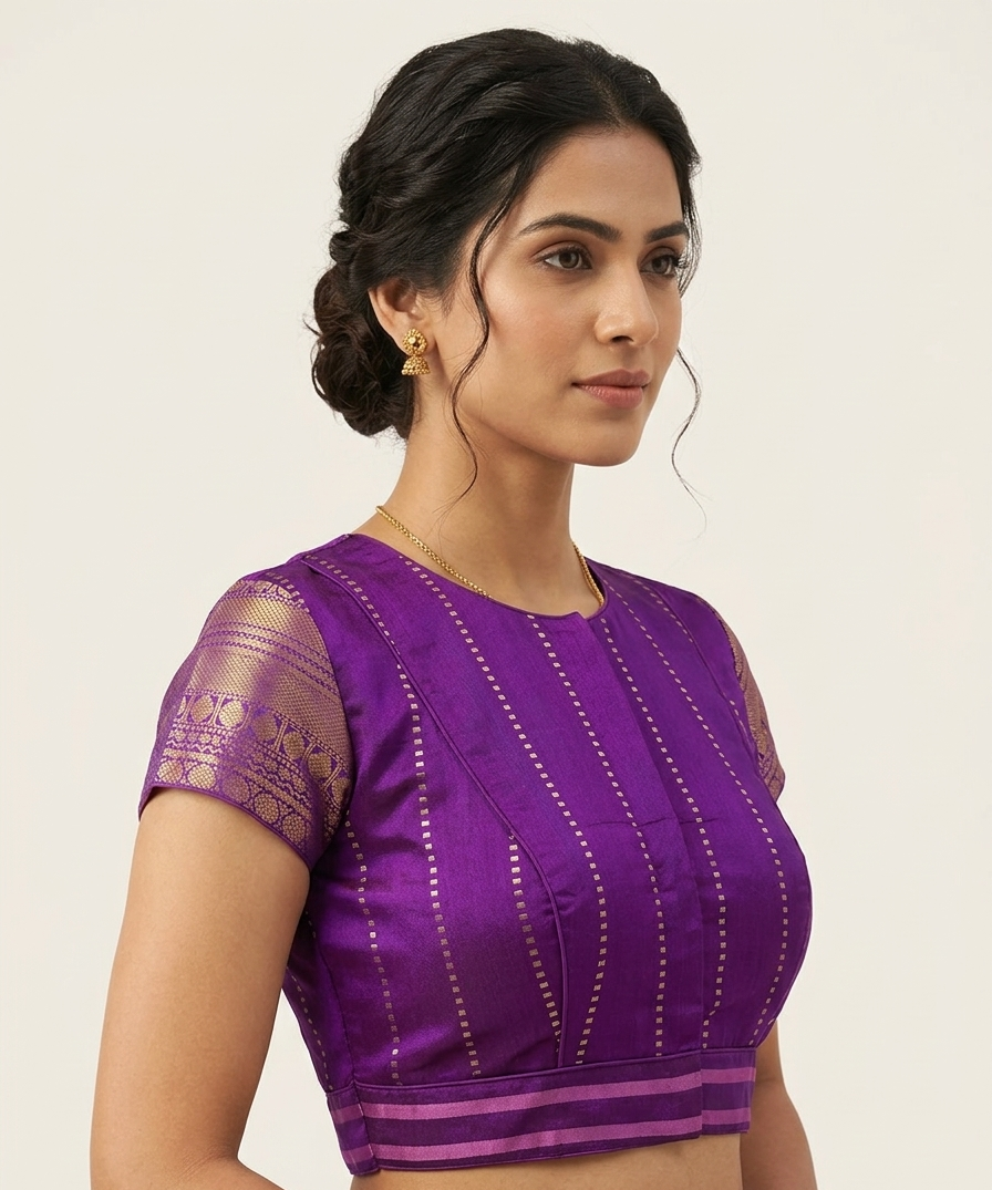 Purple silk blouse with Silk Kanchi Border