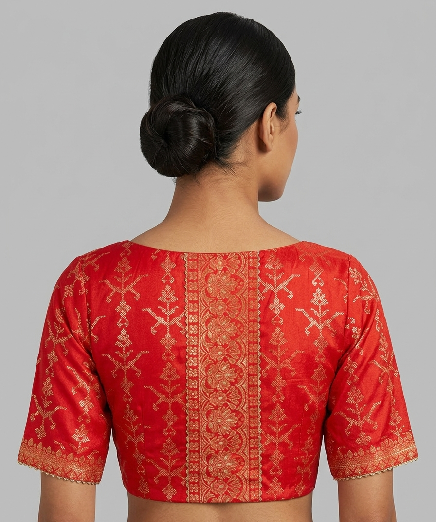 Red Sequined blouse with Borders