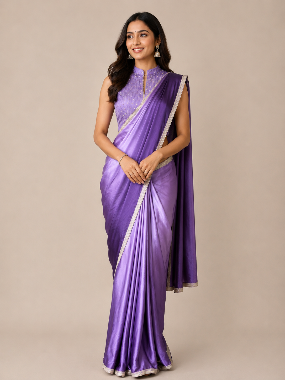 Shaded Modal Satin saree with Banaras Tissue Blouse