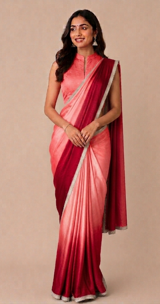 Shaded Modal Satin saree with Banaras Tissue Blouse