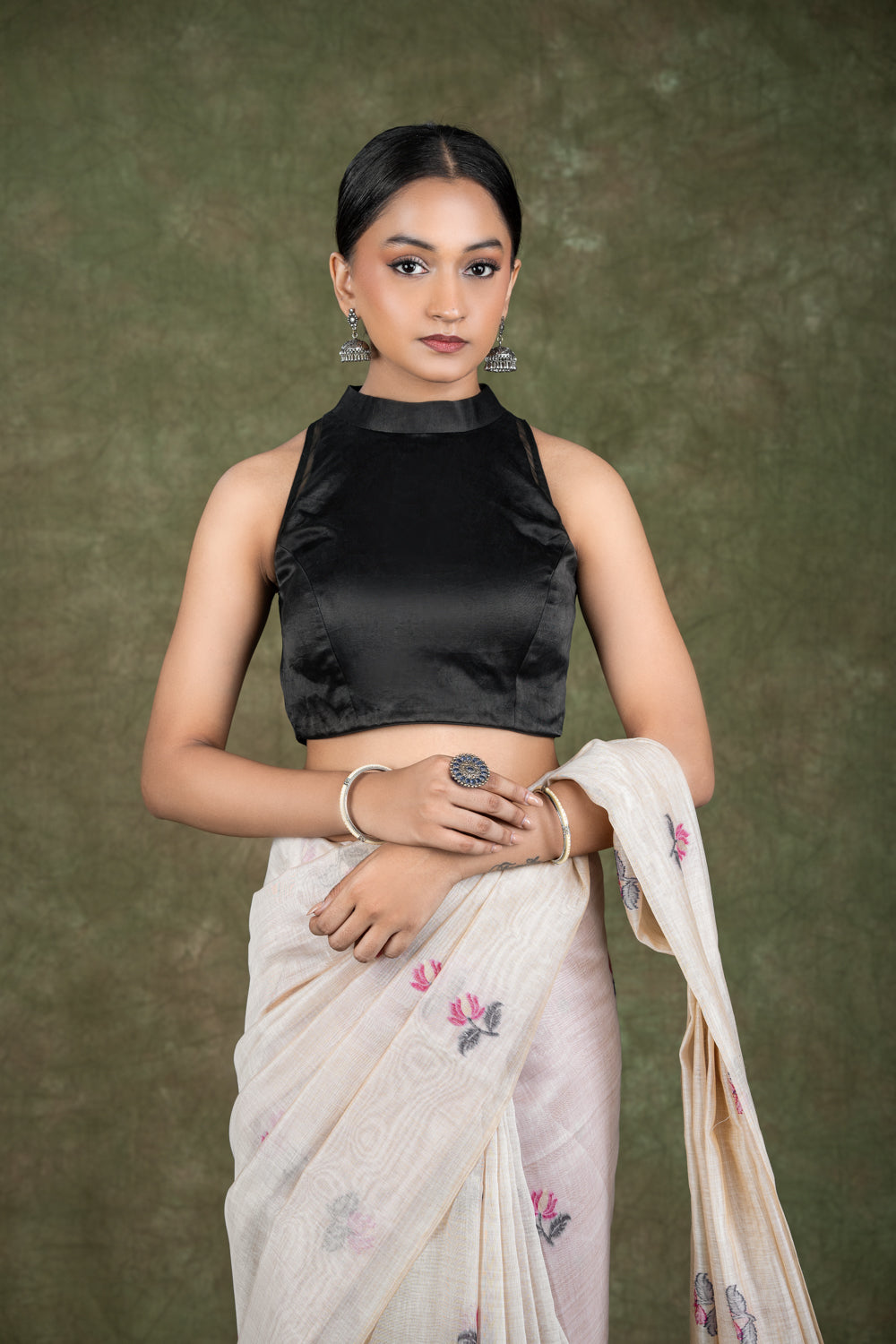 Black Halter Neck Blouse - Main Image