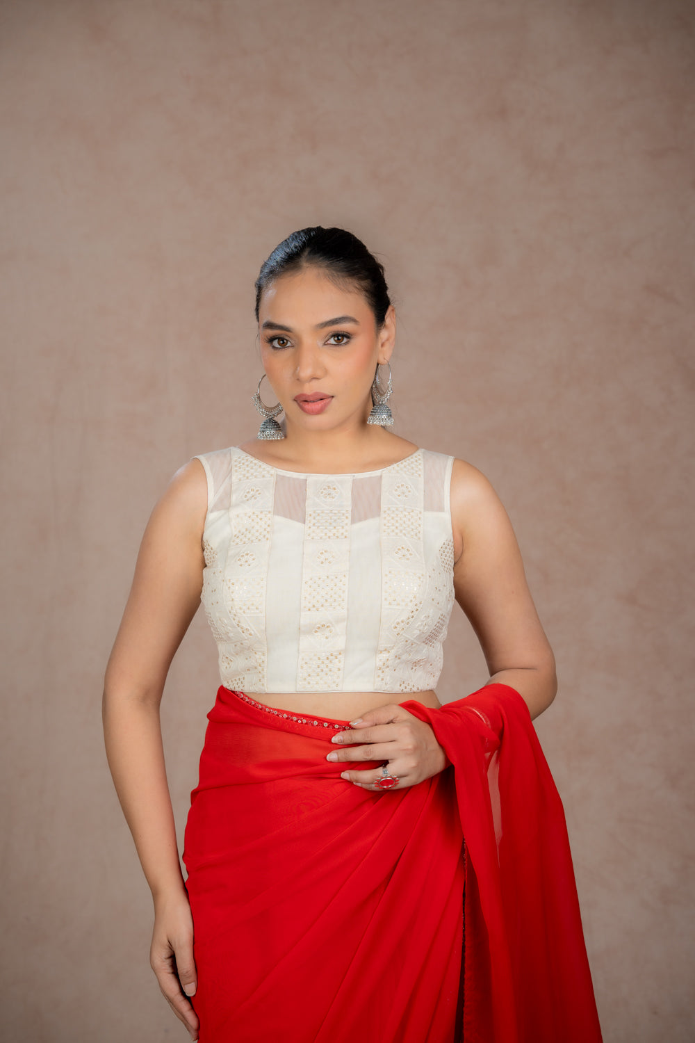 Cream Border Blouse