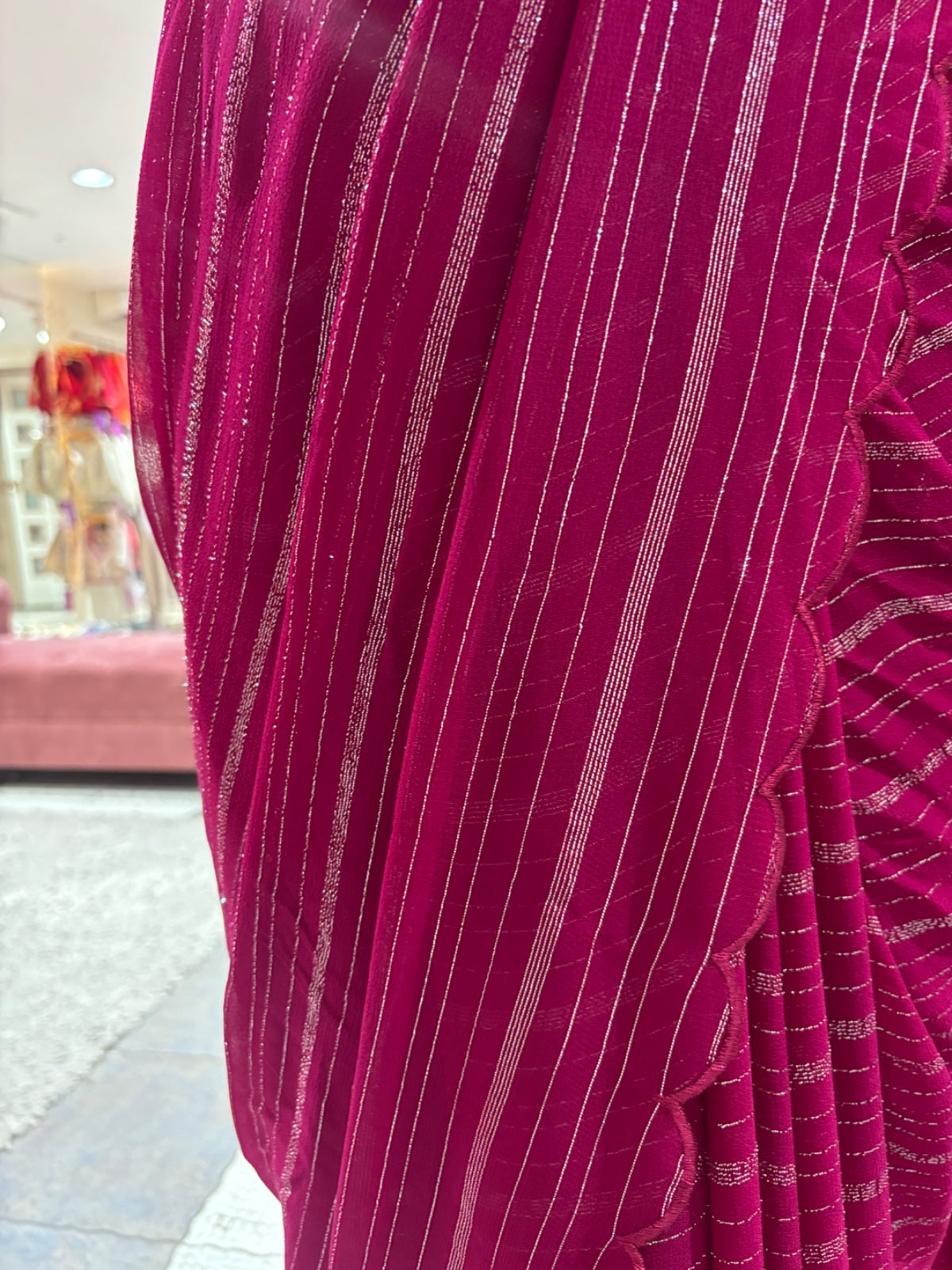 Wine Pink Shimmer Georgette Saree