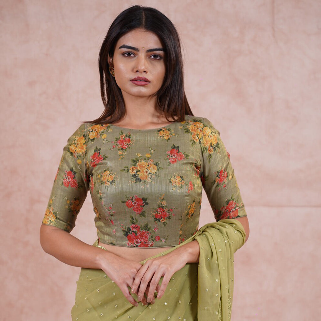 Green Digital Print Blouse