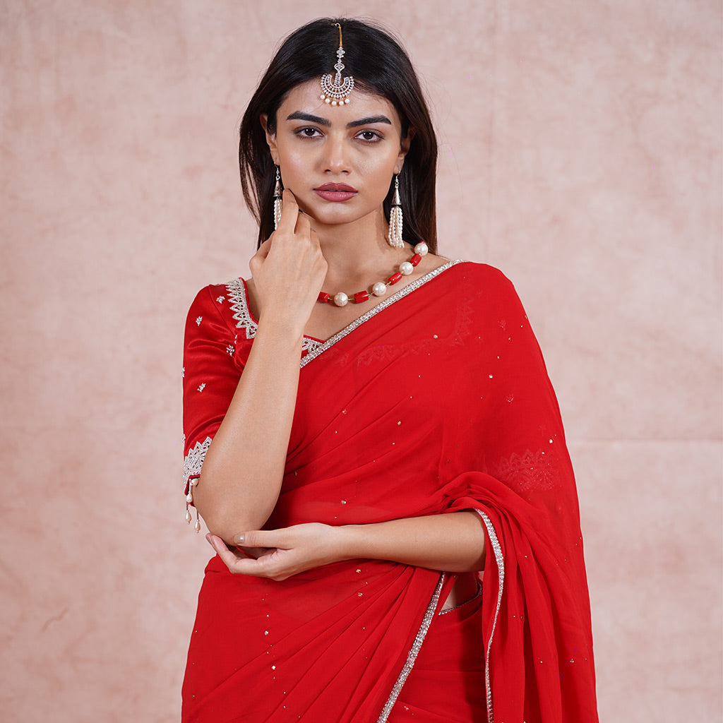 Red Georgette Saree