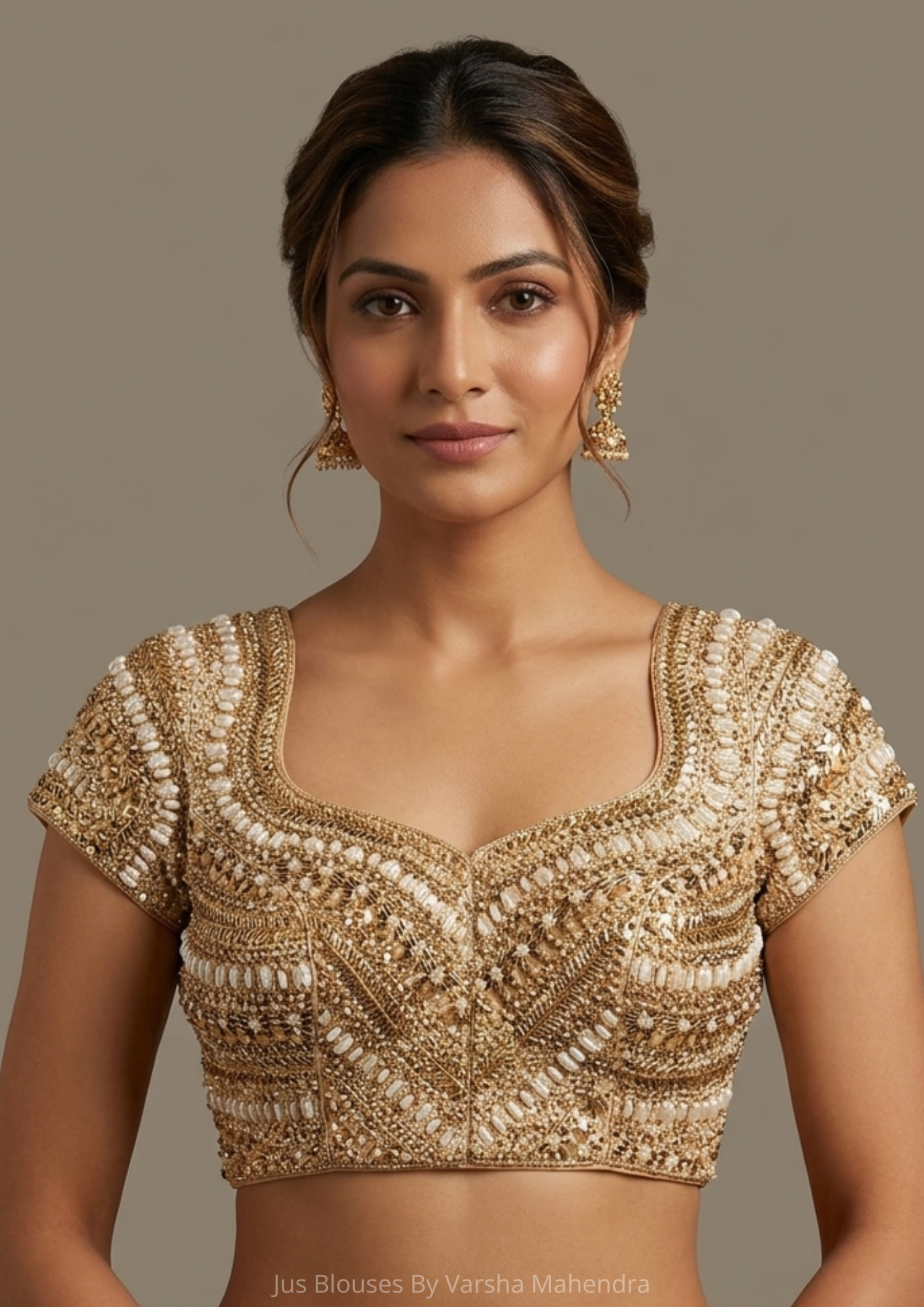 Gold Hand Embroidered Blouse for festive and wedding wear