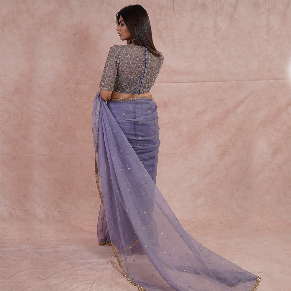 Cool Grey Organza Saree