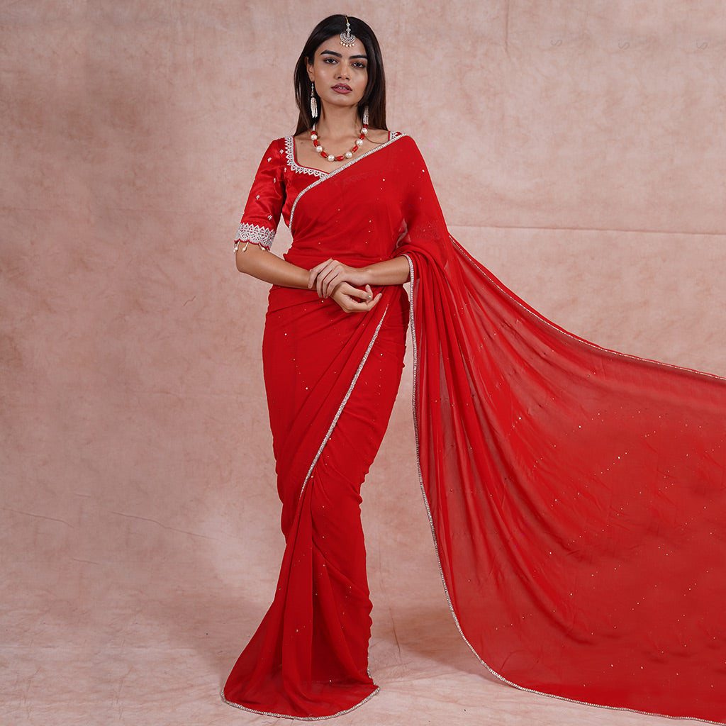 Red Georgette Saree