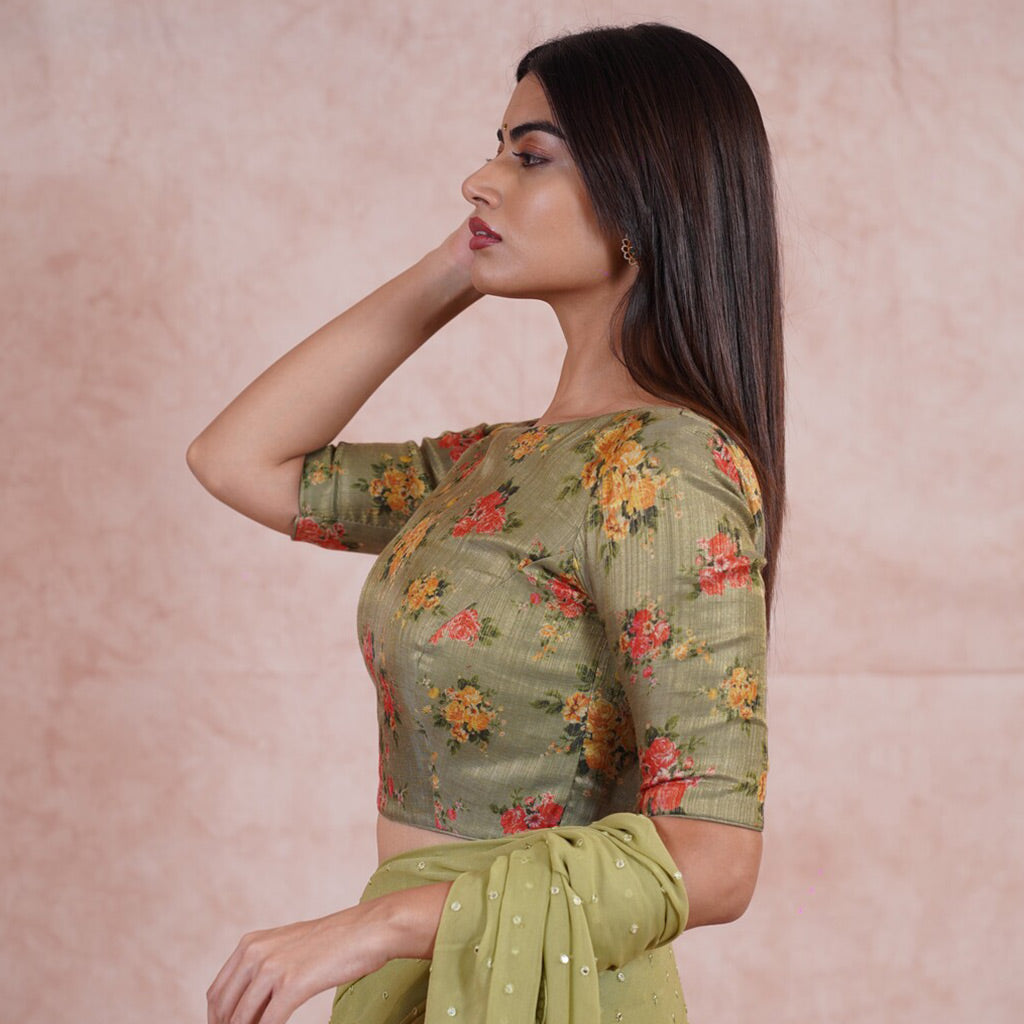 Green Digital Print Blouse