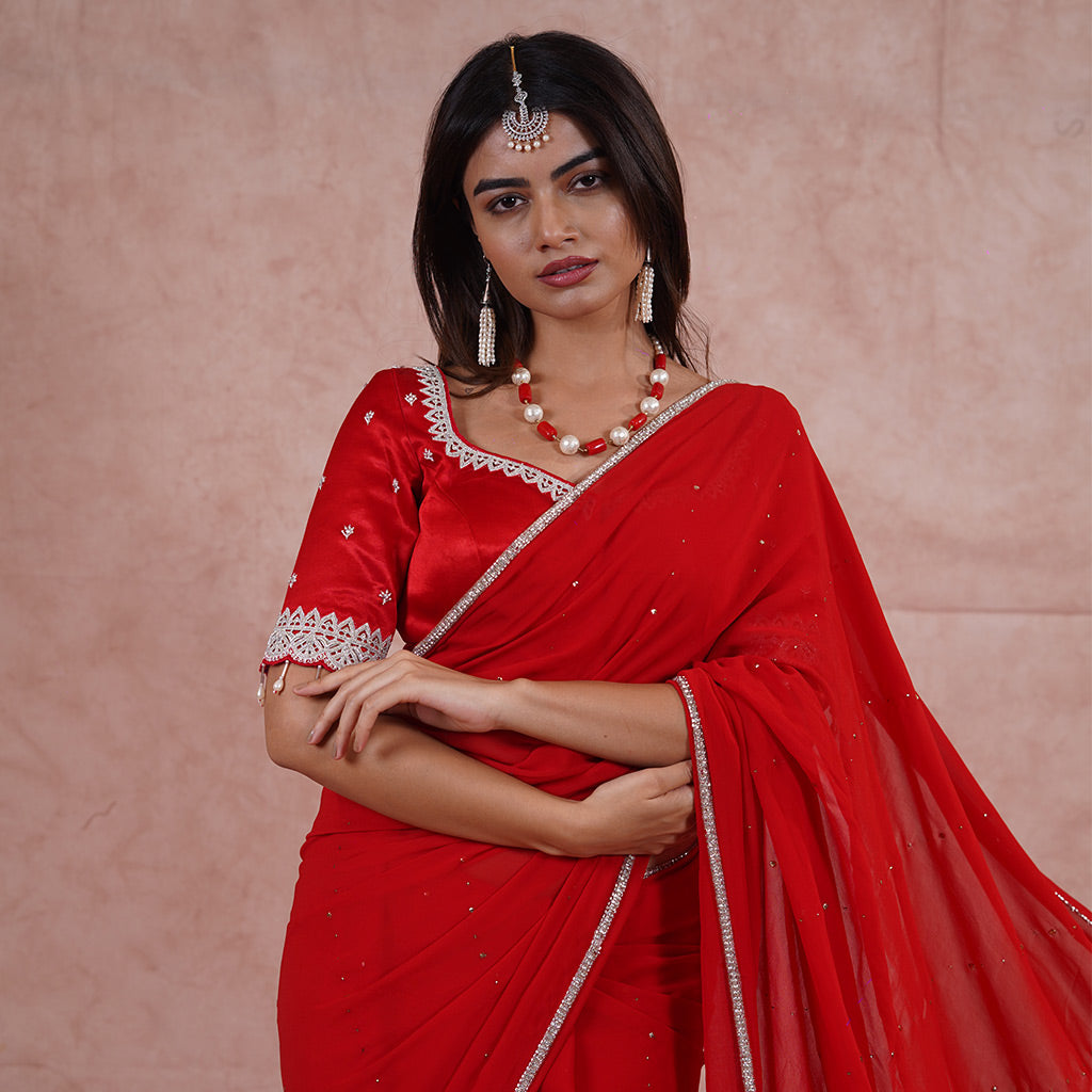 Red Georgette Saree