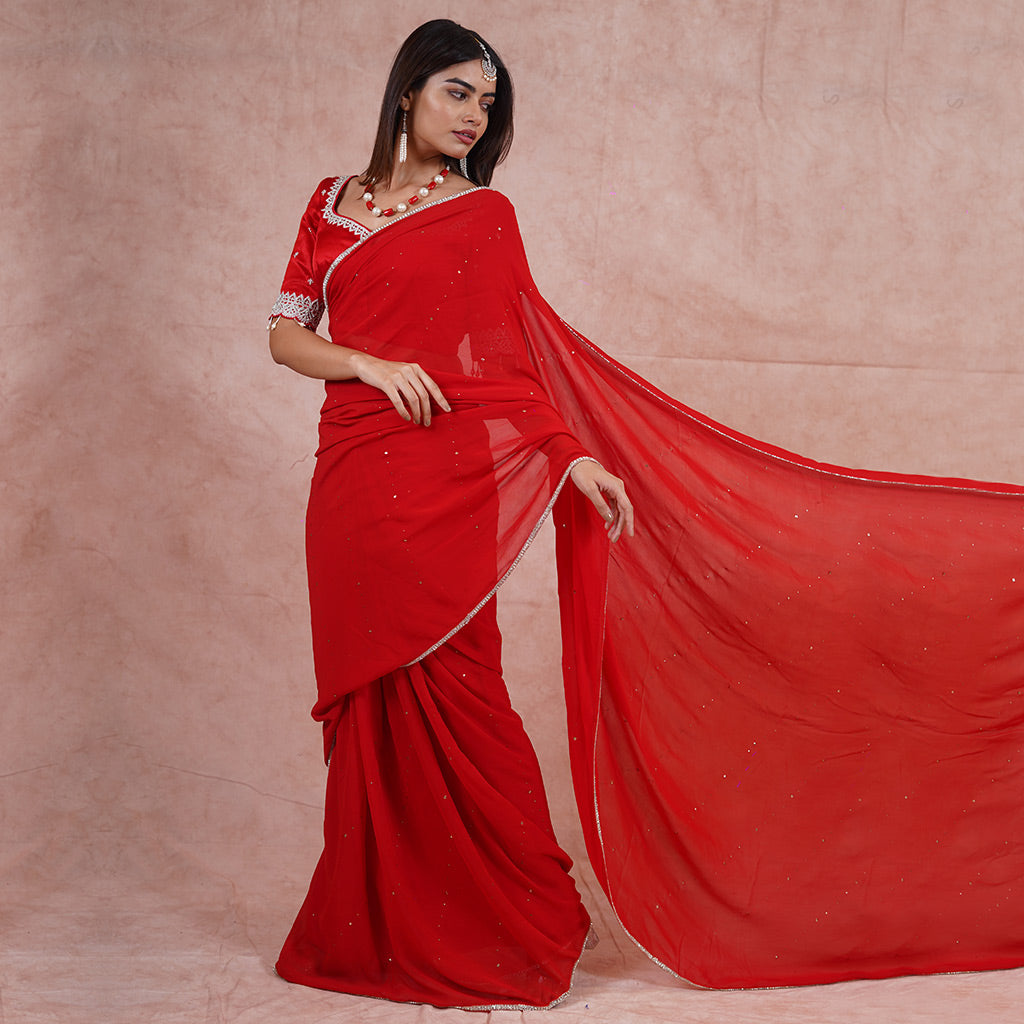 Red Georgette Saree