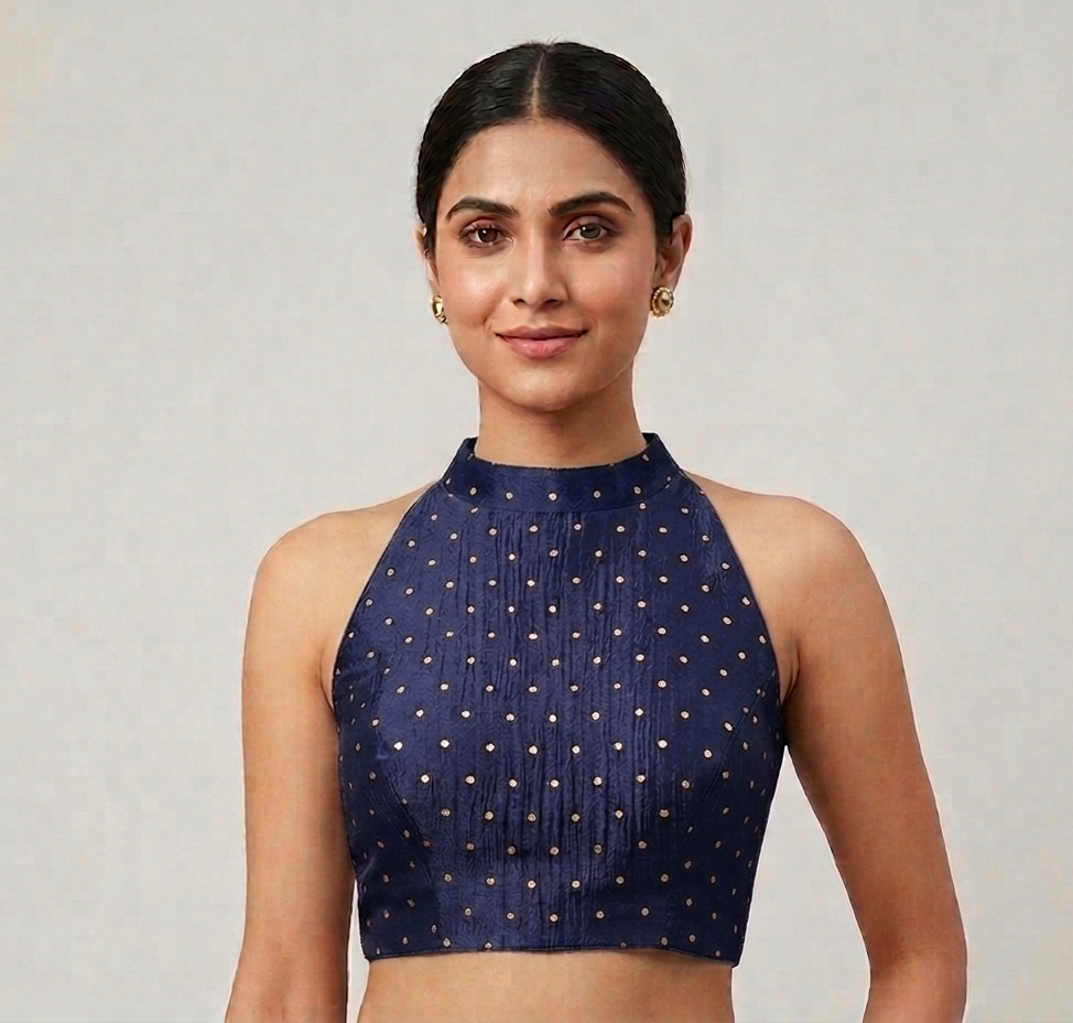 Wine pink Banarsi Halter Neck blouse