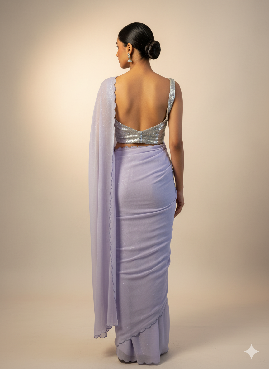 Lilac Shimmer Georgette Saree