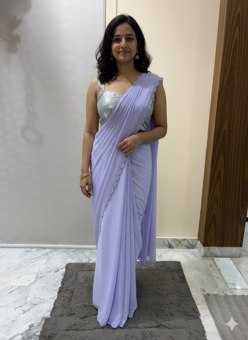 Lilac Shimmer Georgette Saree