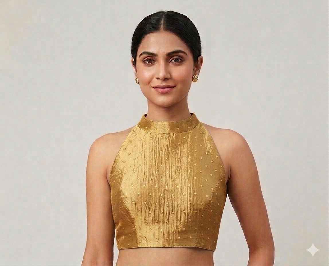 Wine pink Banarsi Halter Neck blouse