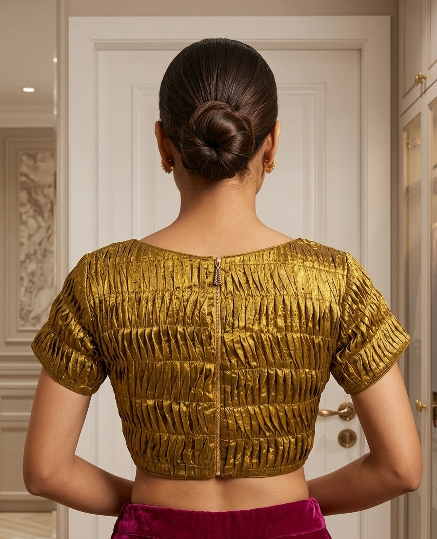 Tissue Pleated Blouse  for wedding and festive wear