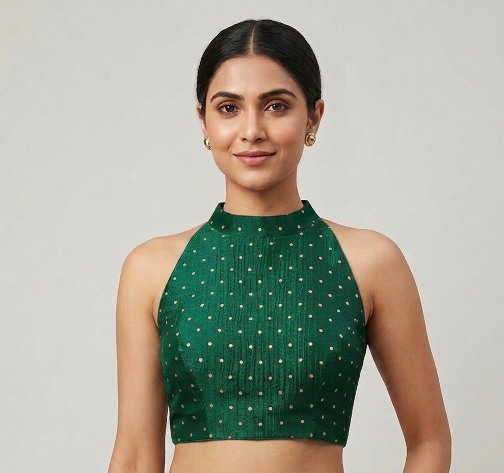 Wine pink Banarsi Halter Neck blouse
