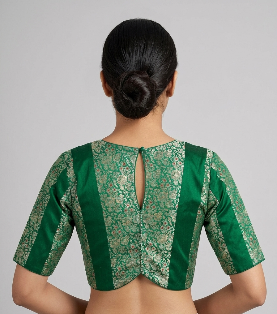 Green Brocade blouse for wedding and festive wear