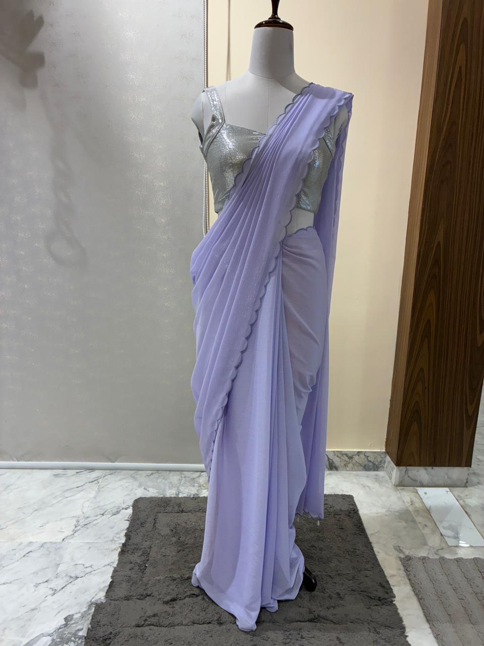 Lilac Shimmer Georgette Saree