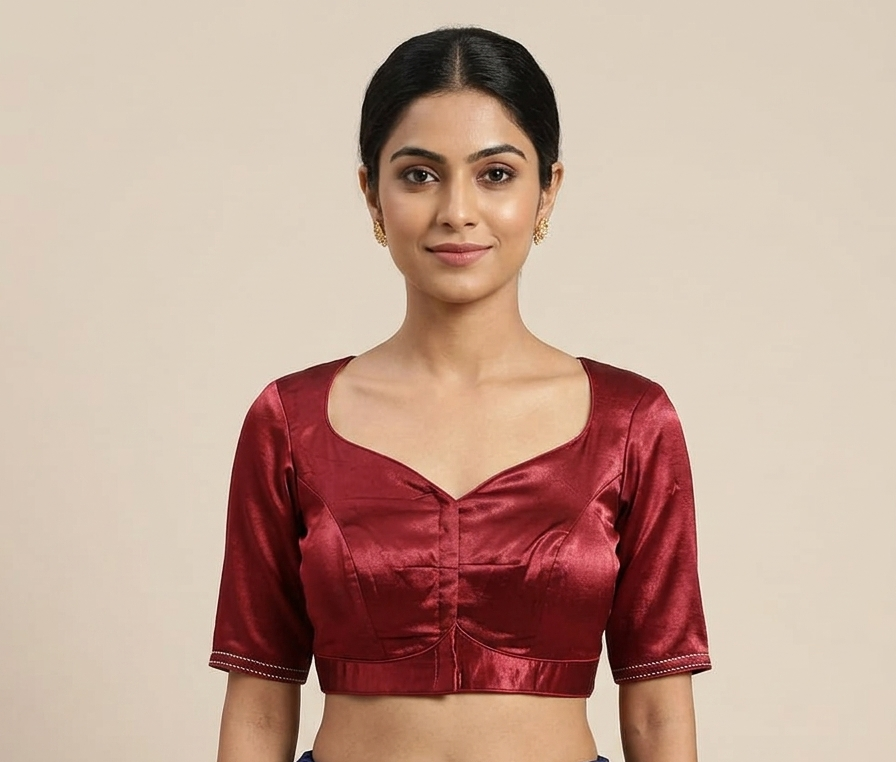 Maroon Mashru silk blouse with Kanchi Borders