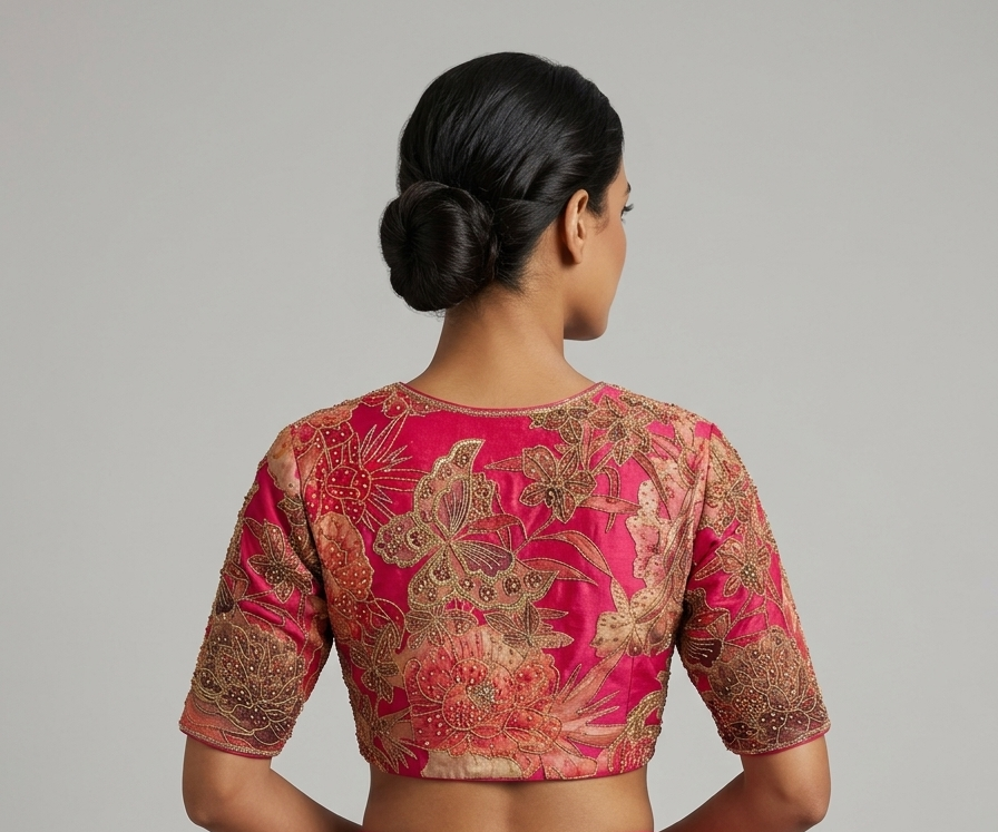 Multi-color digital print Hand Embroidered Blouse for wedding and festive wear