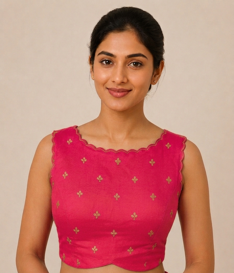 Banglore Silk Blouse with scalloping  for festive and wedding wear